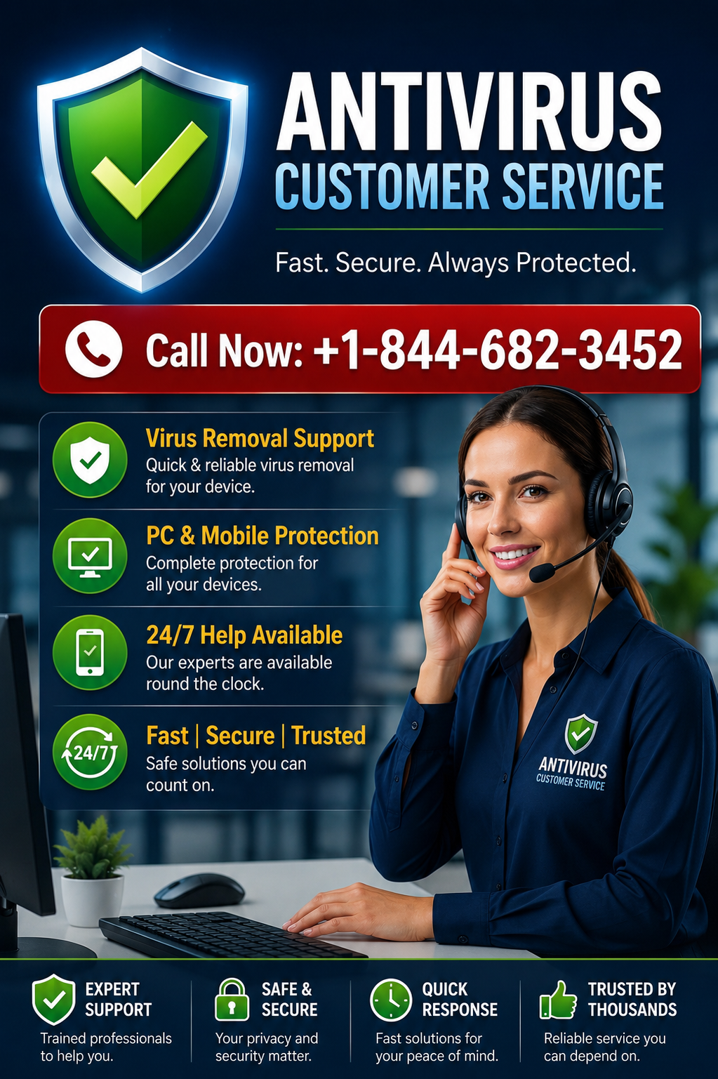 Antivirus customer service support banner